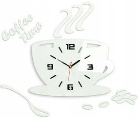 Zegar ścienny w kształcie filiżanki coffe time 3d white okrągły kwarcowy