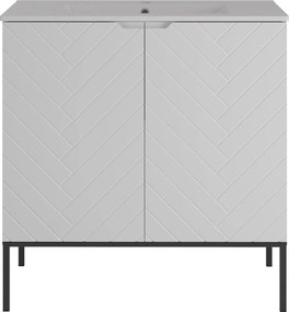 Szafka z umywalką wpuszczaną Aspen 08, biały mat/czarny, 80 cm - zestaw 3