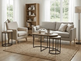 Stolik kawowy TWIXE z pomocniczymi stolikami 75x40 cm, czarny/dekor dąb artisan