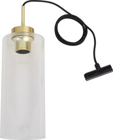 Lampa wisząca Art Deco złota z przezroczystym szkłem do systemu szynowego 1-fazowego - Iconic Laura