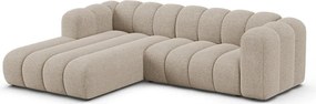Beżowy narożnik z tkaniny szenilowej (lewostronny/z szezlongiem) Lupine – Micadoni