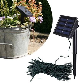Lampki solarne, ozdobne, 100 diod LED-zimna biel