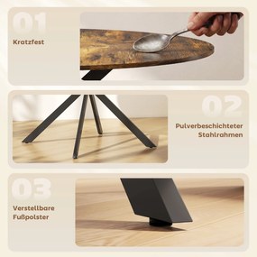 HOMCOM Okrągły stół jadalniany dla 4 osób, stół kuchenny w stylu industrialnym ze stalowymi nogami, do jadalni, kuchni, Rustykalny-Brąz | Aosom PL