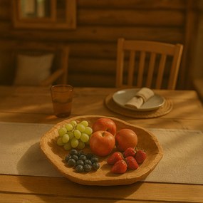 Taca dekoracyjna z drewna tekowego, 35x30x4 cm, półmisek na owoce