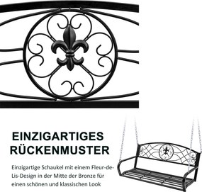 Outsunny huśtawka ogrodowa 2-osobowa z łańcuchami metalowa czarna elegancka 132x63x58cm | Aosom PL