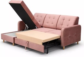 (Wyprzedaż) Stylowy tapicerowany narożnik Pink, różowy welur