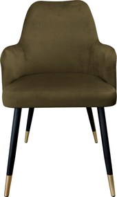 Krzesło WESTA tkanina Welur noga metalowa : Kolor nogi - Czano-złota stożek, Kolor tkaniny - VELVET - MG05, Typ siedziska - Siedzisko stałe