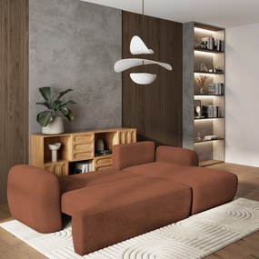 Masseno Narożnik MODENZA z funkcją spania i pojemnikiem na pościel Narozniki L, Rozkładana sofa - Ceglasty, NOW OR NEVER 54