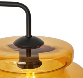 Lampa podłogowa w stylu Retro czarna z pomarańczowym szkłem - Denise Retro Oswietlenie wewnetrzne