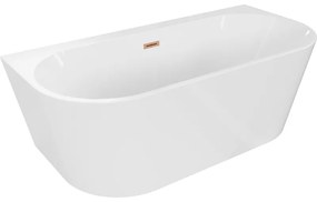 Mexen Oval+ wanna wolnostojąca przyścienna 170 x 80 cm, biała, przelew miedź szczotkowana - 52681708000-65