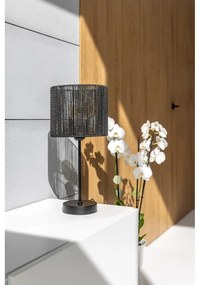 Czarna lampa stołowa z kloszem z plecionki trzcinowej (wysokość 48 cm) Foresto – GTV