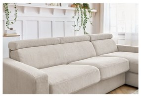 Kremowy sztruksowy rozkładany narożnik (strona zmienna) Monaco – Bobochic Paris