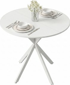 HOMCOM Okrągły stół kuchenny, 80 cm, kompaktowy blat, płyta wiórowa, metal, biały | Aosom PL