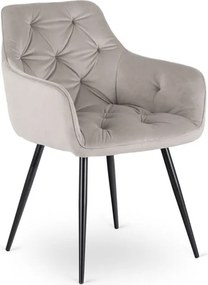 Krzesło Tapicerowane do Salonu MODESTO Szare Welurowe Nowoczesne Loft