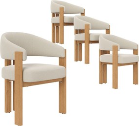Zestaw 4 ergonomicznych krzeseł do jadalni - 57,5 x 43 x 78 cm - z wyściółką i żelaznymi nogami - flanela - beżowy i naturalny