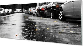 Panel szklany do Kuchni Samochody na Jesiennej Drodze