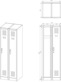 Dwudrzwiowa szafa BHP wąska 60x50x180 cm Kacper 2, biała