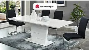 Rozkładany stół do jadalni AMELLE - 6 do 8 osób - MDF lakierowane na biało