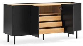 Czarna niska komoda w dekorze dębu 165x78 cm Arista – Teulat