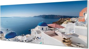 Panel Szklany Greckie Budynki nad Zatoką