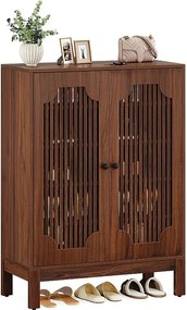 Szafka na buty z drzwiami listwowymi, 5-poziomowa szafka na buty z regulowanymi półkami, stojak na 20 par butów