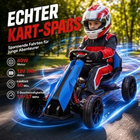 HOMCOM Elektryczny gokart dla dzieci 3-5 km/h, 2-stopniowa regulacja prędkości, pas bezpieczeństwa, koła EVA, dla 3-8 lat | Aosom PL
