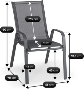 Zestaw mebli ogrodowych dla 6 osób ze stołem i krzesłami Umberto, kolor czarny