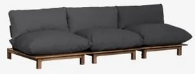 3-częściowa Modułowa Rozkładana Sofa Z Drewna Akacjowego Brina Grafitowa Szarość - Sklum
