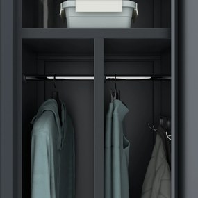 Szafa socjalna BHP ubraniowa czterokomorowa KACPER, 800 x 1800 x 500 mm, antracytowa