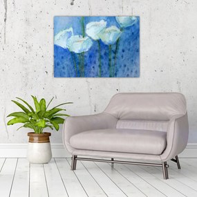 Obraz na szkle - Białe tulipany (70x50 cm)
