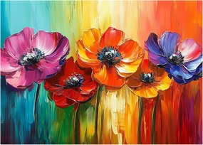 Obraz - Pięć kolorowych kwiatów (70x50 cm)