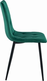 PROMOCJA Ciemnozielone aksamitne krzesło jadalniane LIBRA z czarnymi nogami II klasa jakości