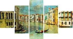 Obraz - Kanał wenecki i gondole (125x70 cm)