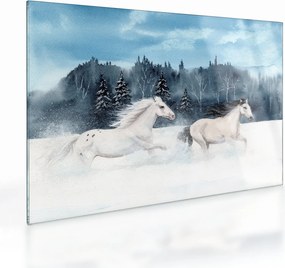 Obraz na szkle malowanych koni (70x50 cm)