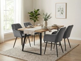 Szare krzesło jadalniane LOREN VELVET z czarnymi nogami