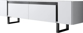 Stojak pod TV – 180 cm x 50 cm x 30 cm – Biały i czarny – Płyta wiórowa i metal