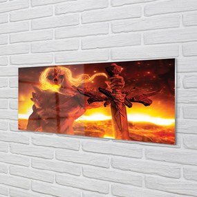 Szkło do Kuchni na Ścianę Tajemnicza Postać z Mieczem