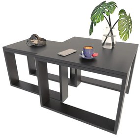 Komplet Dwóch Czarnych Stolików Kawowych W8-H32