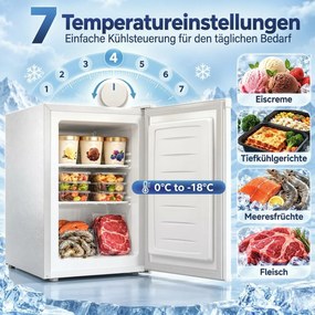 HOMCOM Mini-zamrażarka 59 l, zamrażarka stołowa, wymienny zawias drzwi, wyjmowane półki, regulacja temperatury, Biały | Aosom PL