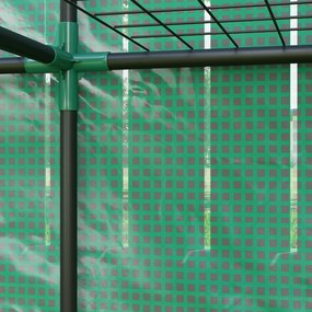 Outsunny Mini-szklarnia z 3-poziomowymi półkami, pokrywa plastikowa, UV-odporna, przenośna, drzwi rolowane, 144 x 48 x 152 cm, Zielony