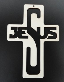 Dekoracja w stylu vintage wykonana z drewna - Jezus, wymiary: 260x187 mm