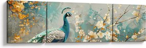 Obraz - Paw ze złotą dekoracją (170x50 cm)