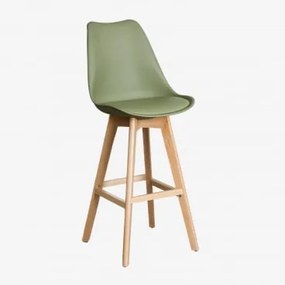 Zestaw 4 Wysokich Stołków 75 Cm Z Poduszką Z Ekoskóry Nordic Verde Army - Sklum