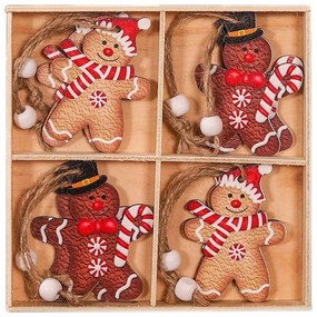 Zestaw świątecznych ozdób drewnianych GINGERBREAD, 12 szt