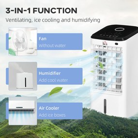 HOMCOM Min-Klimatyzator Klimatyzator Przenośny do pomieszczeń, 3 tryby, funkcja czasomierza, 24,5 cm x 27 cm x 60 cm, Kremowy + Czarny