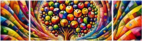 Obraz – Kolorowe drzewo z jabłkami (170x50 cm)