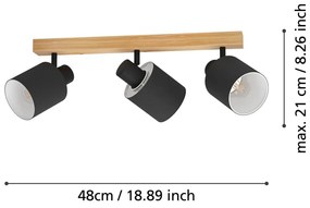 Czarno-naturalna lampa punktowa 5x48 cm BATALLAS – EGLO
