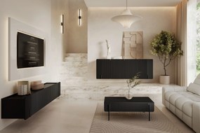 Szafka RTV wisząca Malmi 200 cm - czarny mat / czarny