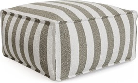 Zestaw mebli ogrodowych z tkaniny  z bukli  dla 2 osób: 1 fotel i Pufa  - Biało-beżowe pasy - NOUMARA od MYLIA