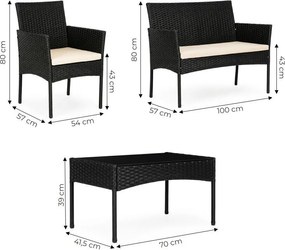 Zestaw mebli ogrodowych dla 4 osób Riviera 413, technorattan czarny